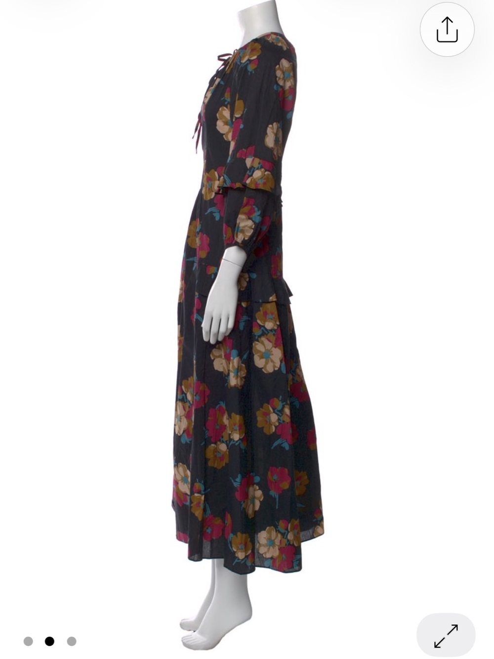 Apiece Apart Black Maxi Dress with Multicolor Floral Print XXS